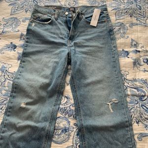 Urban Outfitters slim stacked blue jeans